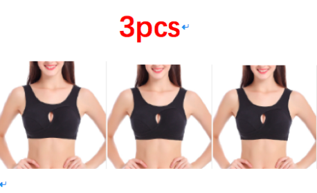 Plus Size Women Bra Ladies Cotton Quake-Proof Underwear Sleep Tops No Buckles Non Wire Lingerie With Removable Padded (Option: Black-XXL-3pcs)