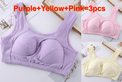 Plus Size Women Bra Ladies Cotton Quake-Proof Underwear Sleep Tops No Buckles Non Wire Lingerie With Removable Padded (Option: Multicolor-L-1pc)