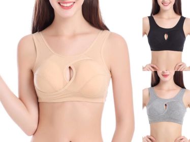 Plus Size Women Bra Ladies Cotton Quake-Proof Underwear Sleep Tops No Buckles Non Wire Lingerie With Removable Padded (Option: 3color-4XL-1pc)
