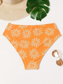 Women's Plus-size Swimsuit Bikini Bottoms With Sun Print, Vacation Style (Option: 4XL-Orange)