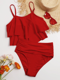 Women's Two-piece Casual Swimsuit P279-02 (Option: Red-L)