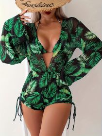 Women's Two-piece Casual Swimsuit P468-06 (Option: Green-L)