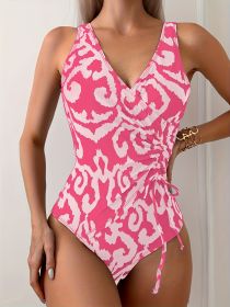 Women's Fashion European And American Cross Bag Pleated Drawstring One-piece Swimsuit (Option: XL)