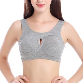 Plus Size Women Bra Ladies Cotton Quake-Proof Underwear Sleep Tops No Buckles Non Wire Lingerie With Removable Padded (Option: Grey-L-1pc)