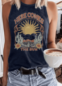 Women's Sleeveless Shirt (Option: Navy blue-L)
