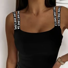 Ladies' Fashionable And Elegant Solid Color Sleeveless Tank Top (Option: Black-S)