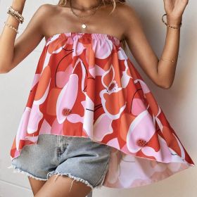 Ladies' Printed Strapless Design With A Slimming And Fashionable Camisole Top (Option: MU-S)