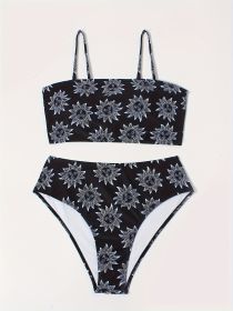 Women's Large-size Bikini Set With Random Prints - Sunflower Pattern - Swimsuit Set For Vacation Style. (Option: Black-4XL)