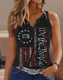 Ladies' V-neck Printed Fashionable Camisole Vest (Option: Black-S)