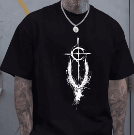 Summer Fashion Men's Round Neck Short Sleeved T-shirt (Color: black, size: 3XL)