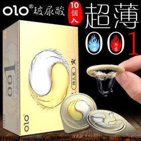 10 sets of ultra-thin particle thread controlled condoms, hotel adult sexual products, fun (Color: Yellow)