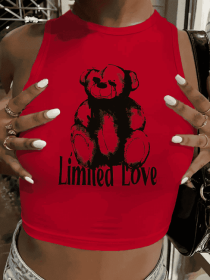 Ladies' Printed Slimming And Slimming Fashion Camisole Vest (Option: Red-XXL)