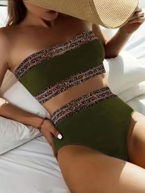 Women's Bikini Set, Sexy Solid Color Halter Neck, Two-piece, Vacation Style (Option: XXL-Military green)
