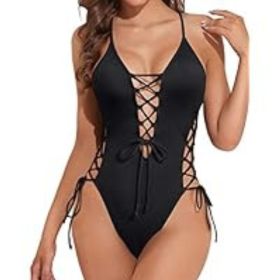 European And American Sexy Backless Siamese Bikini Swimsuit (Option: Black-XXXL)