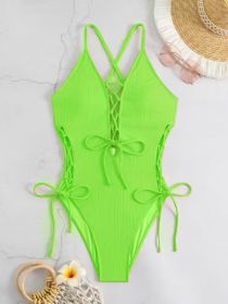 European And American Sexy Backless Siamese Bikini Swimsuit (Option: Grass Green-XXXL)